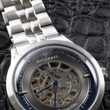 Buy Shop Maserati Ricordo Automatic Skeleton Silver Dial Silver Steel Strap Watch For Men - R8823133005 USA Online