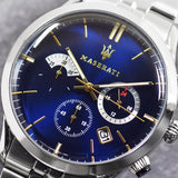 Buy Shop Maserati Ricordo Chronograph Blue Dial Silver Steel Strap Watch For Men - R8873633001 USA Online