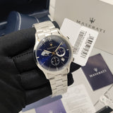 Buy Shop Maserati Ricordo Chronograph Blue Dial Silver Steel Strap Watch For Men - R8873633001 USA Online