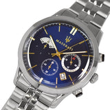 Buy Shop Maserati Ricordo Chronograph Blue Dial Silver Steel Strap Watch For Men - R8873633001 USA Online