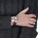 Buy Shop Maserati Ricordo Chronograph Silver Dial Brown Leather Strap Watch For Men - R8871633002 USA Online