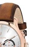 Buy Shop Maserati Ricordo Chronograph Silver Dial Brown Leather Strap Watch For Men - R8871633002 USA Online