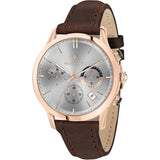 Buy Shop Maserati Ricordo Chronograph Silver Dial Brown Leather Strap Watch For Men - R8871633002 USA Online