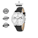 Buy Shop Maserati Ricordo Silver Dial Black Leather Strap Watch For Men - R8871633001 USA Online