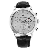 Buy Shop Maserati Ricordo Silver Dial Black Leather Strap Watch For Men - R8871633001 USA Online