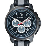 Buy Shop Maserati Royale 44mm Black Dial Stainless Steel Fiber Strap Watch For Men - R8871637002 USA Online