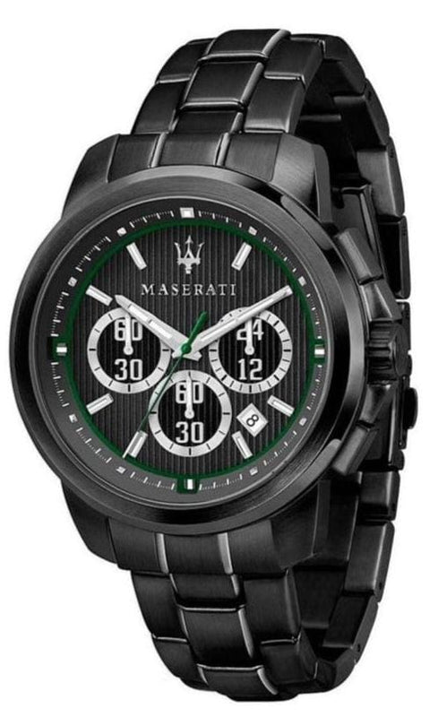 Buy Shop Maserati Royale Chronograph Black Dial Black Steel Strap Watch For Men - R8873637004 USA Online