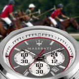 Buy Shop Maserati Royale Chronograph Grey Dial Silver Steel Strap Watch For Men - R8873637003 USA Online