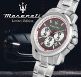 Buy Shop Maserati Royale Chronograph Grey Dial Silver Steel Strap Watch For Men - R8873637003 USA Online