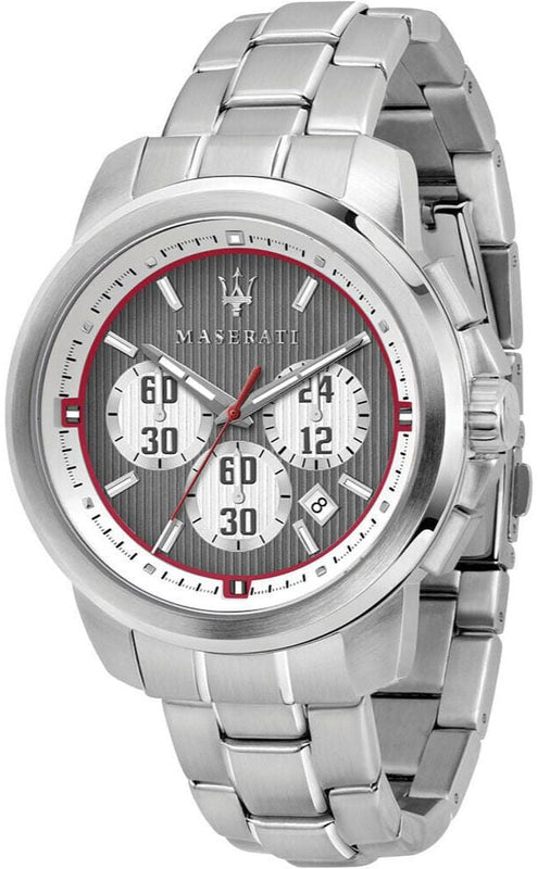 Buy Shop Maserati Royale Chronograph Grey Dial Silver Steel Strap Watch For Men - R8873637003 USA Online