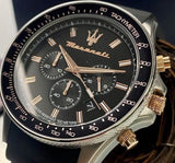 Buy Shop Maserati SFIDA 44mm Black Silicon Chronograph Watch For Men - R8871640002 USA Online
