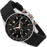 Buy Shop Maserati SFIDA 44mm Black Silicon Chronograph Watch For Men - R8871640002 USA Online