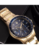 Buy Shop Maserati SFIDA Analog Blue Dial Gold Stainless Steel Watch For Men - R8873640008 USA Online