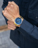 Buy Shop Maserati SFIDA Analog Blue Dial Gold Stainless Steel Watch For Men - R8873640008 USA Online