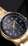 Buy Shop Maserati SFIDA Analog Blue Dial Gold Stainless Steel Watch For Men - R8873640008 USA Online