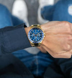 Buy Shop Maserati SFIDA Analog Blue Dial Gold Stainless Steel Watch For Men - R8873640008 USA Online