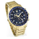 Buy Shop Maserati SFIDA Analog Blue Dial Gold Stainless Steel Watch For Men - R8873640008 USA Online
