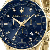 Buy Shop Maserati SFIDA Analog Blue Dial Gold Stainless Steel Watch For Men - R8873640008 USA Online