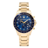 Buy Shop Maserati SFIDA Analog Blue Dial Gold Stainless Steel Watch For Men - R8873640008 USA Online