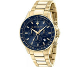 Buy Shop Maserati SFIDA Analog Blue Dial Gold Stainless Steel Watch For Men - R8873640008 USA Online