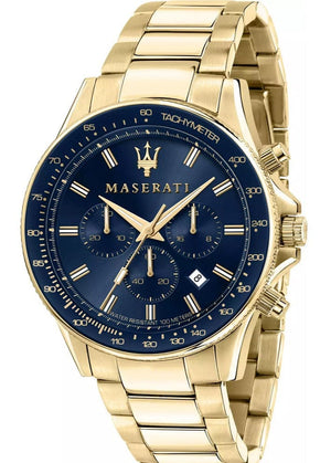 Buy Shop Maserati SFIDA Analog Blue Dial Gold Stainless Steel Watch For Men - R8873640008 USA Online