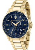 Buy Shop Maserati SFIDA Analog Blue Dial Gold Stainless Steel Watch For Men - R8873640008 USA Online