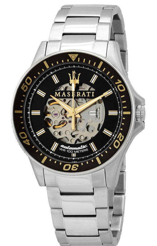 Buy Shop Maserati SFIDA Automatic Black Dial Silver Steel Strap Watch For Men - R8823140002 USA Online