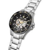 Buy Shop Maserati SFIDA Automatic Black Dial Silver Steel Strap Watch For Men - R8823140002 USA Online