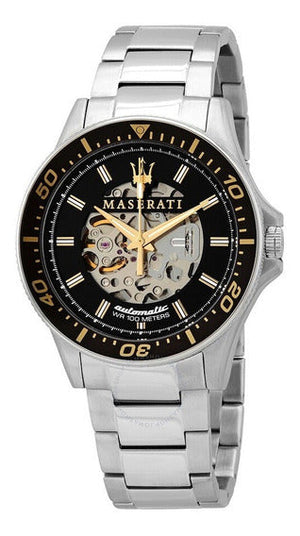 Buy Shop Maserati SFIDA Automatic Black Dial Silver Steel Strap Watch For Men - R8823140002 USA Online