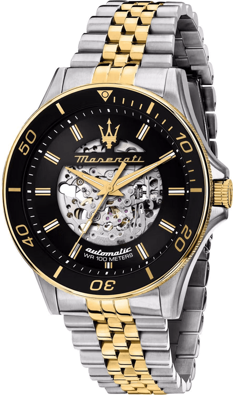 Buy Shop Maserati SFIDA Automatic Skeleton Black Dial Two Tone Steel Strap Watch For Men - R8823140010 USA Online