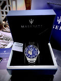 Buy Shop Maserati SFIDA Automatic Skeleton Blue Dial Silver Steel Strap Watch For Men - R8823140007 USA Online