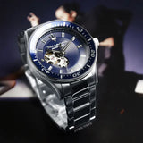 Buy Shop Maserati SFIDA Automatic Skeleton Blue Dial Silver Steel Strap Watch For Men - R8823140007 USA Online