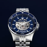 Buy Shop Maserati SFIDA Automatic Skeleton Blue Dial Silver Steel Strap Watch For Men - R882314001 USA Online