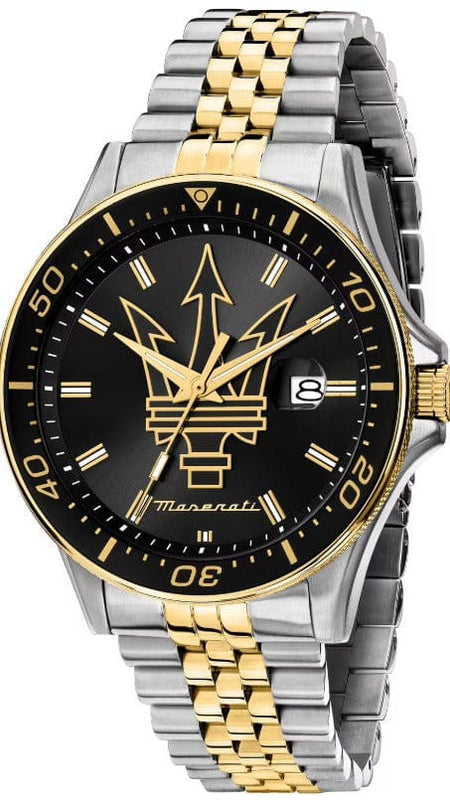 Buy Shop Maserati SFIDA Black Dial Two Tone Steel Strap Watch for Men - R8853140009 USA Online