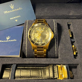 Buy Shop Maserati SFIDA Black Dial Yellow Gold Toned Stainless Steel Watch For Men - R8823140003 USA Online