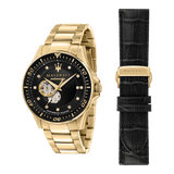 Buy Shop Maserati SFIDA Black Dial Yellow Gold Toned Stainless Steel Watch For Men - R8823140003 USA Online