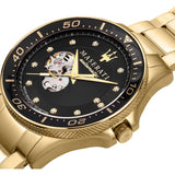 Buy Shop Maserati SFIDA Black Dial Yellow Gold Toned Watch For Men - R8823140003 USA Online