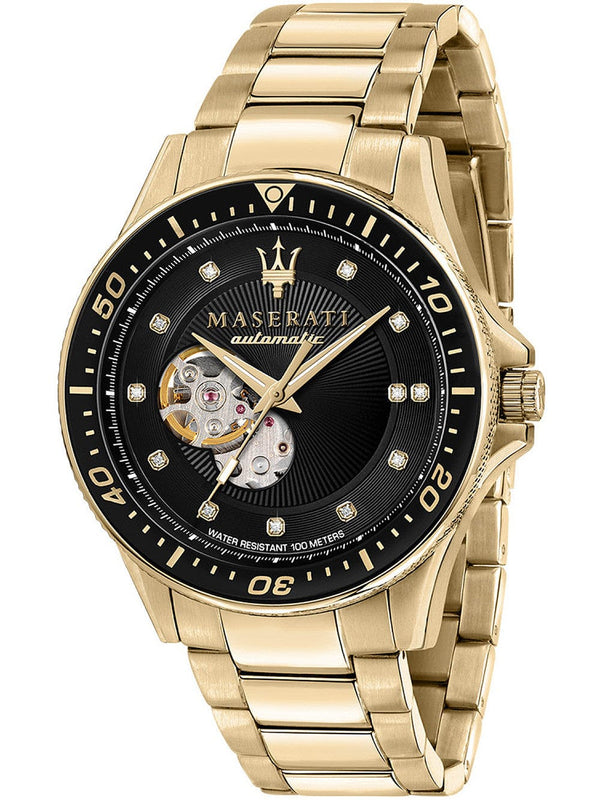 Buy Shop Maserati SFIDA Black Dial Yellow Gold Toned Watch For Men - R8823140003 USA Online