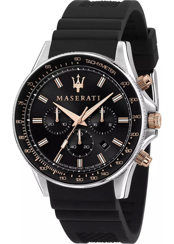 Buy Shop Maserati SFIDA Chronograph Black Dial Black Silicone Strap Watch for Men - R8871640005 USA Online