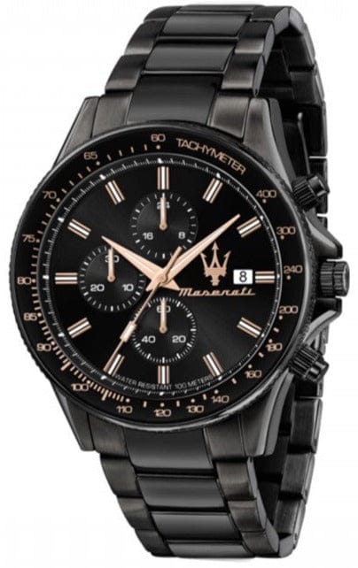 Buy Shop Maserati SFIDA Chronograph Black Dial Black Steel Strap Watch For Men - R8873640011 USA Online