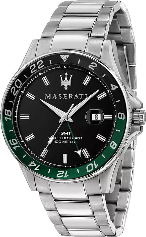 Buy Shop Maserati SFIDA Chronograph Black Dial Silver Steel Strap Watch For Men - R8853140005 USA Online