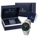 Maserati SFIDA Chronograph Black Dial Silver Steel Strap Watch For Men - R8853140005