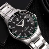 Maserati SFIDA Chronograph Black Dial Silver Steel Strap Watch For Men - R8853140005