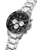 Buy Shop Maserati SFIDA Chronograph Black Dial Silver Steel Strap Watch For Men - R8873640004 USA Online