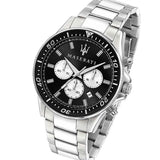 Buy Shop Maserati SFIDA Chronograph Black Dial Silver Steel Strap Watch For Men - R8873640004 USA Online