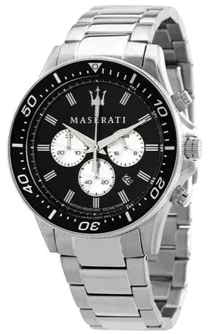 Buy Shop Maserati SFIDA Chronograph Black Dial Silver Steel Strap Watch For Men - R8873640004 USA Online