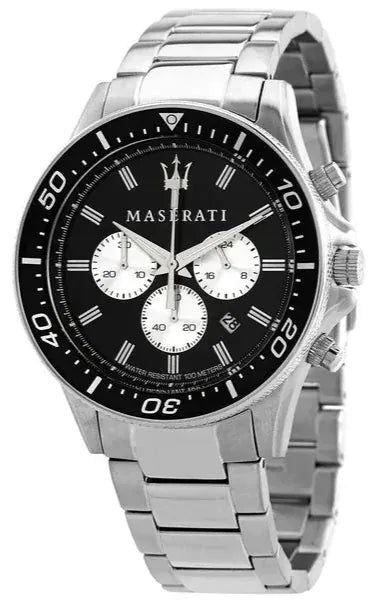 Buy Shop Maserati SFIDA Chronograph Black Dial Silver Steel Strap Watch For Men - R8873640004 USA Online