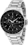Buy Shop Maserati SFIDA Chronograph Black Dial Silver Steel Strap Watch For Men - R8873640015 USA Online