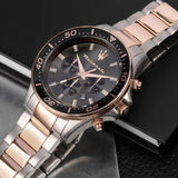 Buy Shop Maserati SFIDA Chronograph Black Dial Two Tone Steel Strap Watch For Men - R8873640002 USA Online