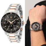 Buy Shop Maserati SFIDA Chronograph Black Dial Two Tone Steel Strap Watch For Men - R8873640002 USA Online
